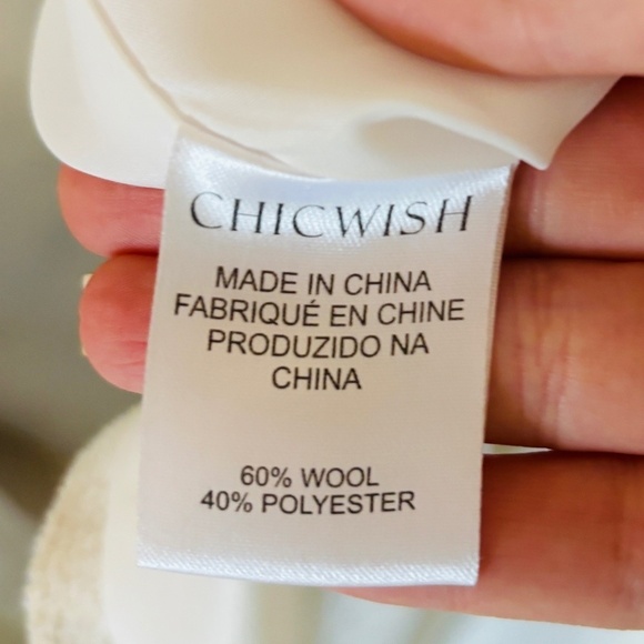 Chicwish Women's PRAIRIE GRID RABATO Grid Off-White Wool Blend Coat SZ Large - Picture 9 of 10